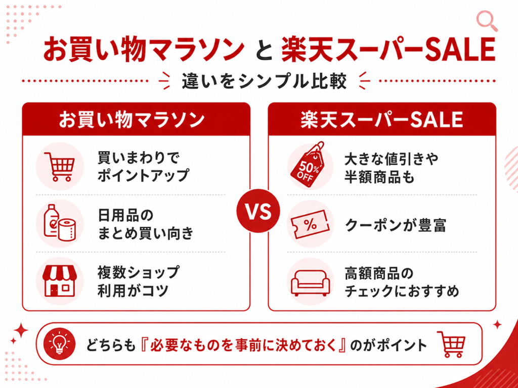 お買い物マラソンと楽天スーパーSALEの違い
