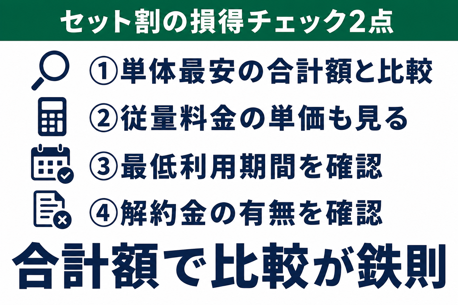 電気とガスのセット割を比較する際に確認すべき2つのポイントを示す図解