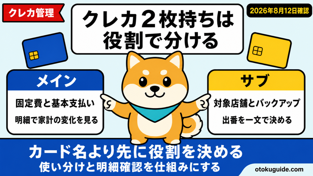 クレカ2枚持ちは役割で分ける｜管理の仕組み