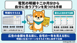 電気の明細12か月分から自分に合うプランを見つける手順