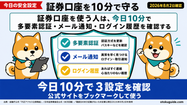 証券口座を使う人は、今日10分で多要素認証・メール通知・ログイン履歴を確認する