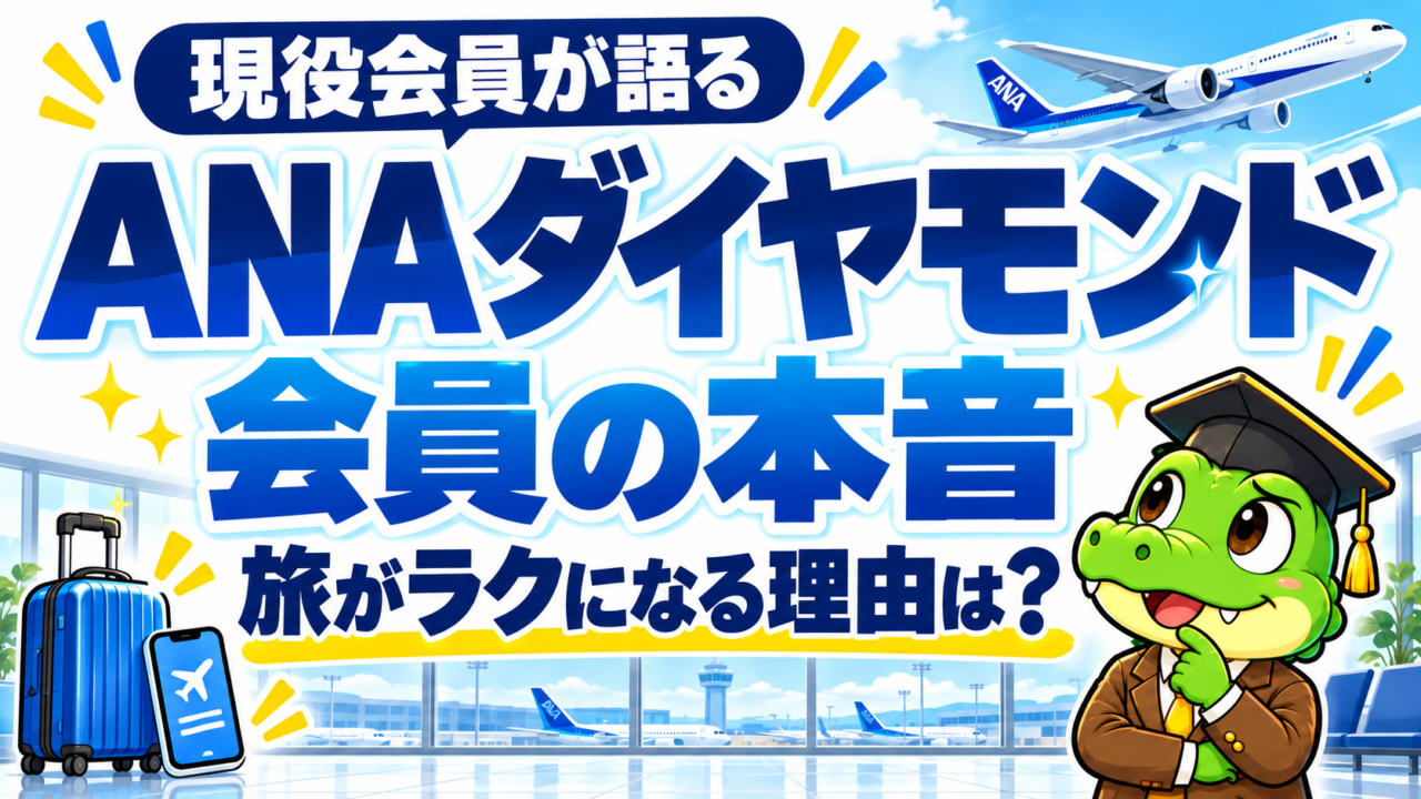 ANAダイヤモンド会員の本音を紹介するワニ太郎と飛行機