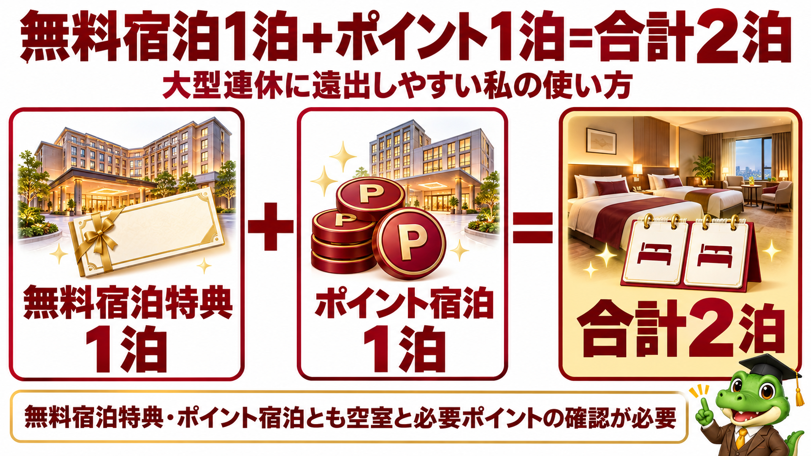 無料宿泊特典1泊とポイント宿泊1泊で合計2泊にする使い方